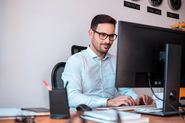Manager working on his computer